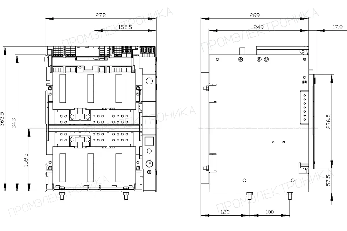 Siemens 3VW8112-0AB01 — 3p горизонтальные задние главные выводы