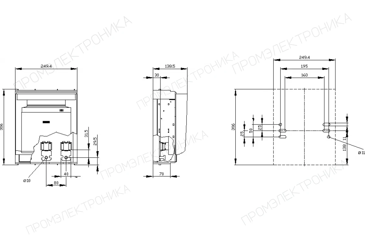 Siemens 3NP1163-1BC22 — Установка на монтажной панели