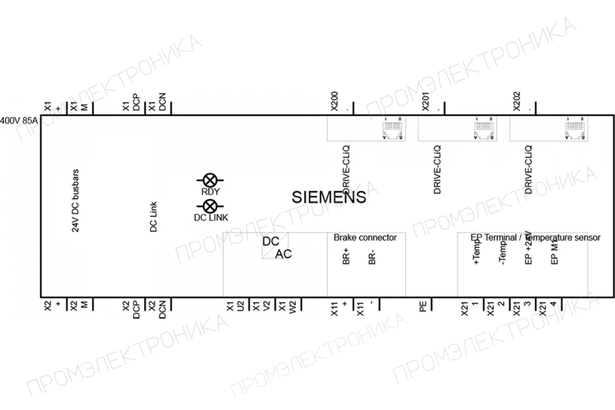 Siemens 6SL3126-1TE24-5AA3 — SINAMICS S120 ОДНОДВИГАТЕЛЬНЫЙ МОДУЛЬ
