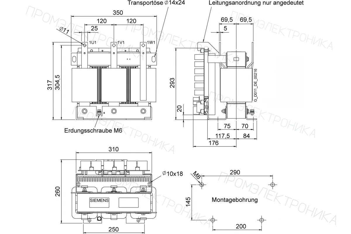 Siemens 6SL3000-2DE32-6AA0 — Sinamics du/dt-фильтр + ограничители перенапряжений для силового модуля/моторного модуля