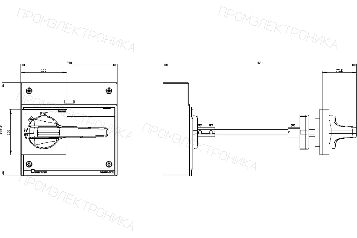 Siemens 3VA9687-0EK25 — Фронтальный поворотный привод для аварийного отключения с устройством блокировки двери