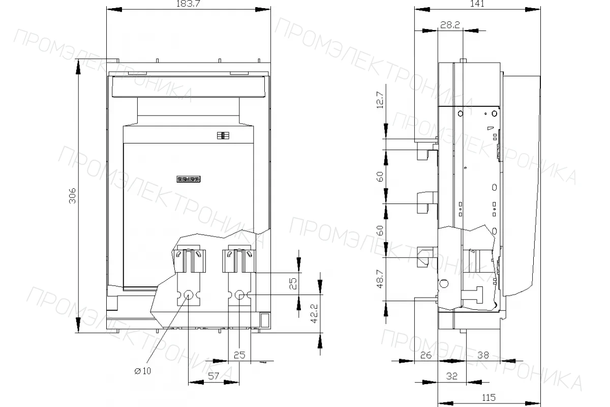 Siemens 3NP1134-1BC20 — Установка на монтажной панели