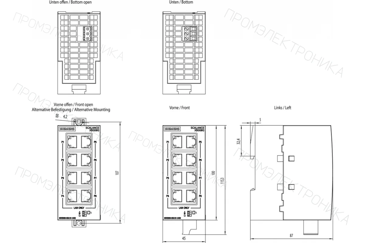 Siemens 6GK5005-0BA10-1CA3 — Начальный уровень SCALANCE X-000
