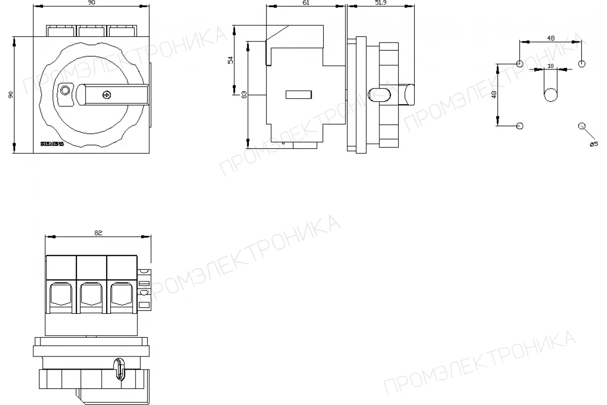 Siemens 3LD2704-0TK53 — Аварийный главный управляющий переключатель