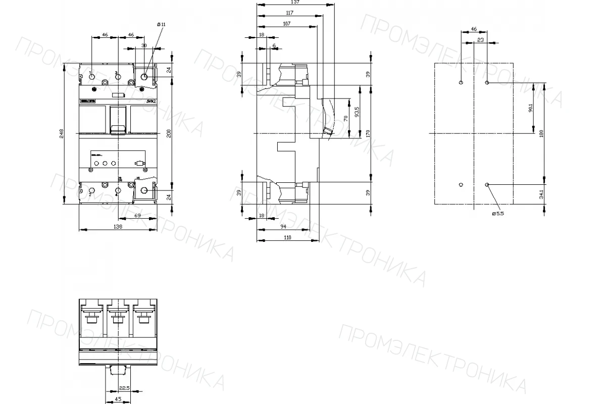 Siemens 3VA2325-5HM32-0AA0 — 3VA автоматические выключатели в литом корпусе до 250 A