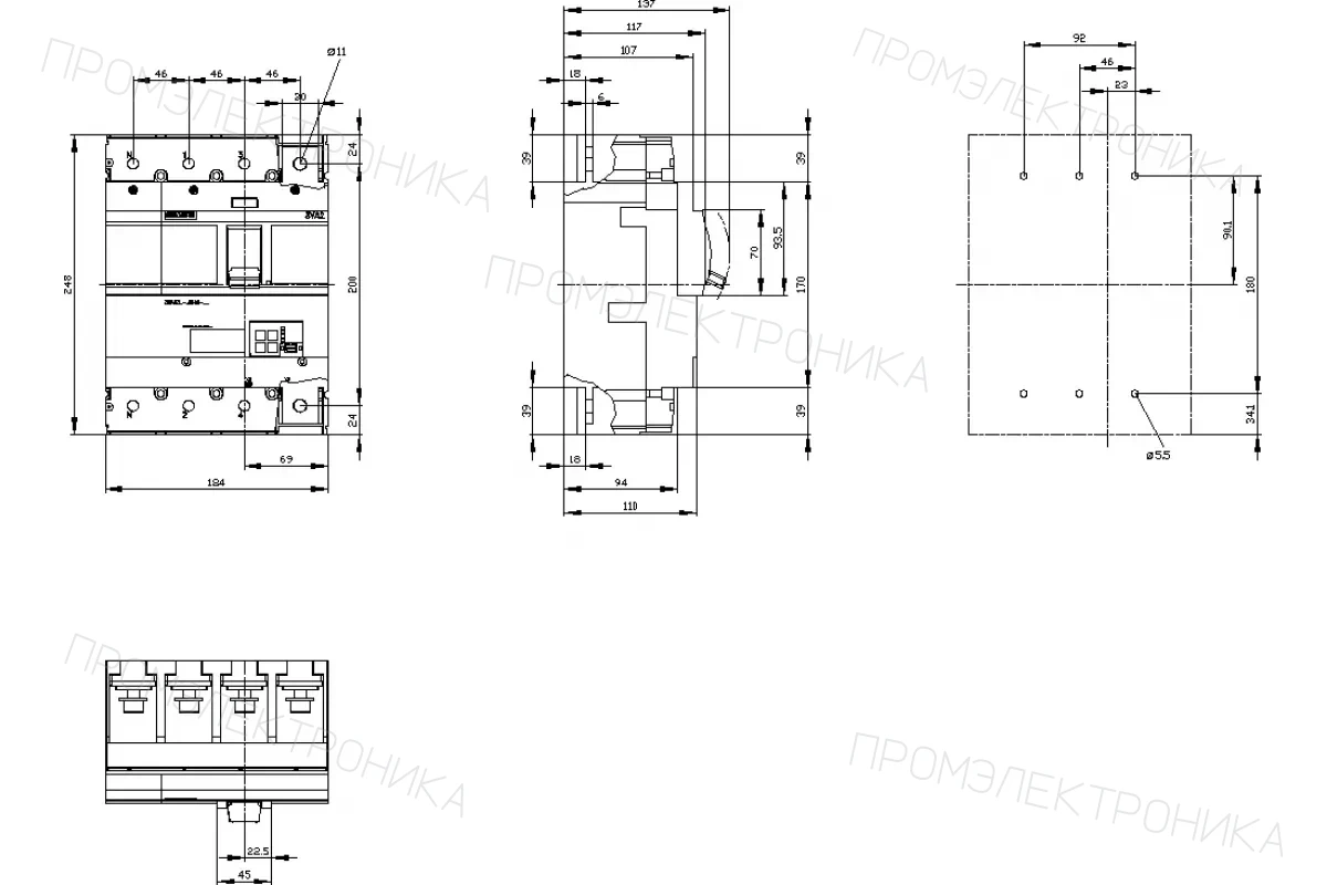 Siemens 3VA2325-5JQ32-0AA0 — 3VA автоматические выключатели в литом корпусе до 250 A