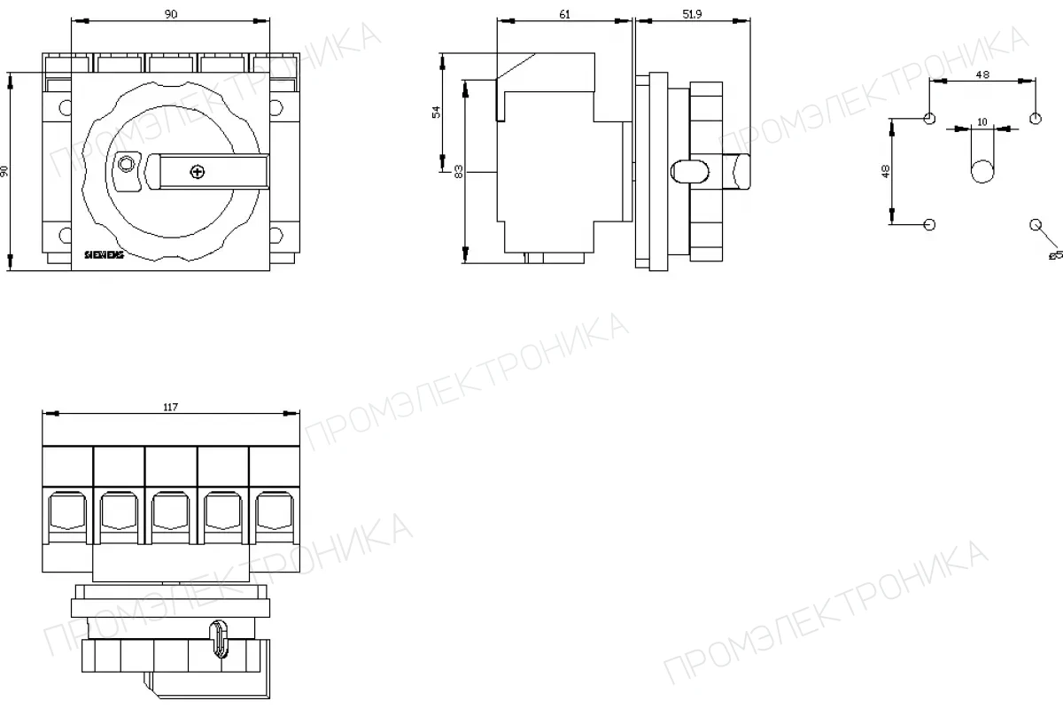 Siemens 3LD2804-1TP53 — Аварийный главный управляющий переключатель