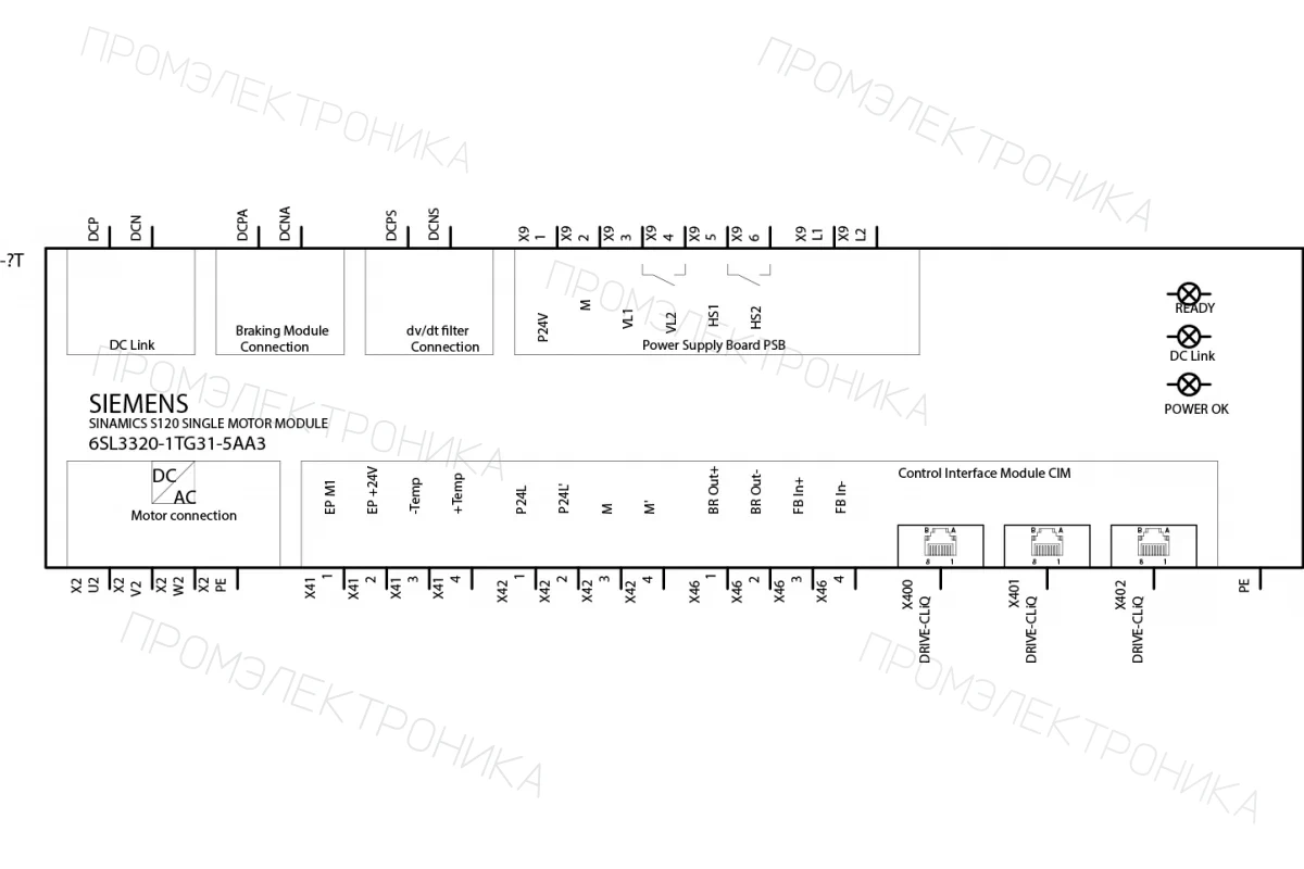 Siemens 6SL3320-1TE32-6AA0 — SINAMICS S120 ОДНОДВИГАТЕЛЬНЫЙ МОДУЛЬ ВХОД
