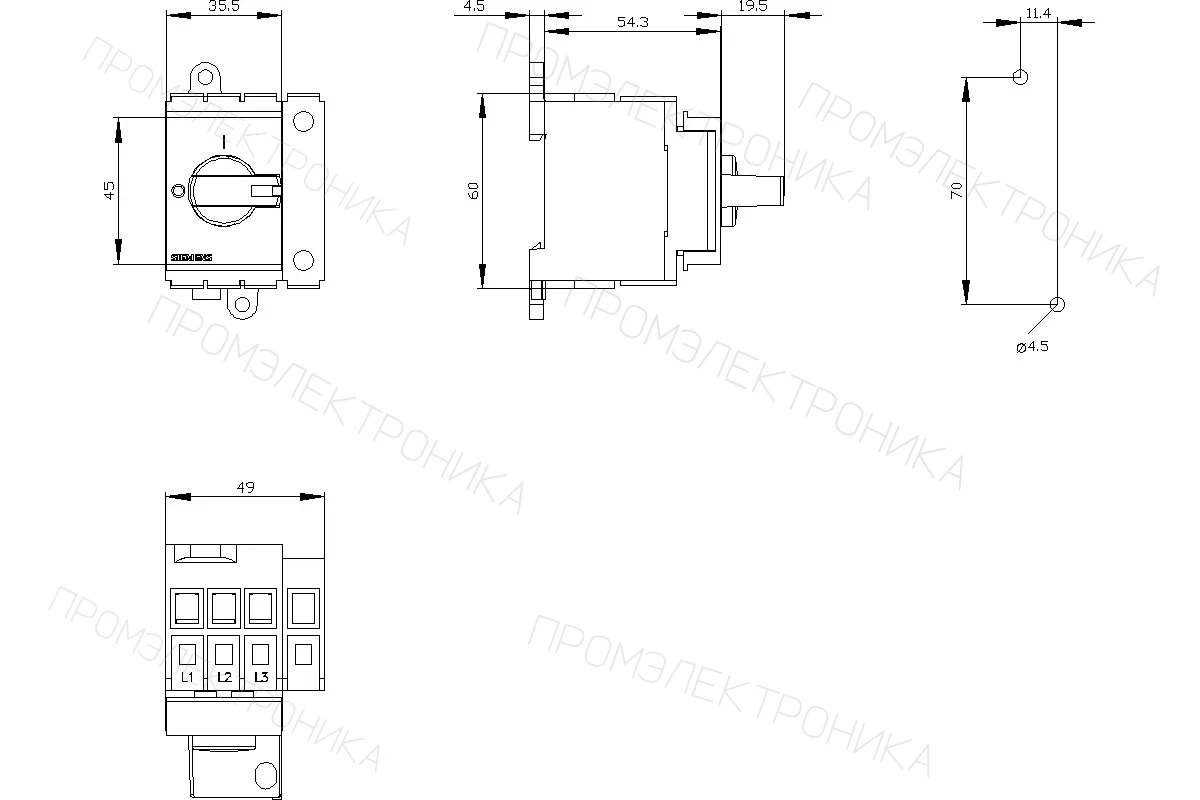 Siemens 3LD3030-0TL11 — Главный выключатель