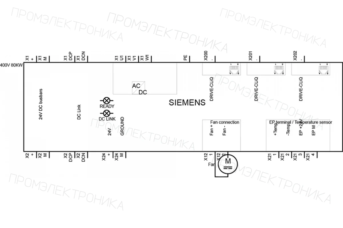 Siemens 6SL3131-7TE21-6AA3 — SINAMICS АКТИВНЫЙ БЛОК ПИТАНИЯ ВХОД