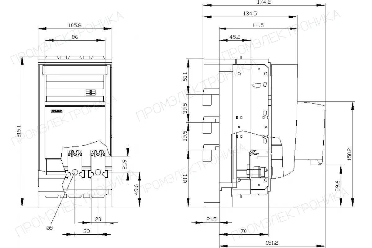 Siemens 3NP1133-1JB10 — Установка на монтажной панели