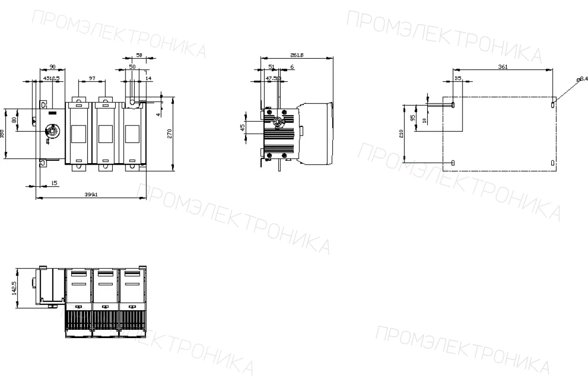 Siemens 3KF5380-0MF51 — Выключатель-разъединитель с предохранителями