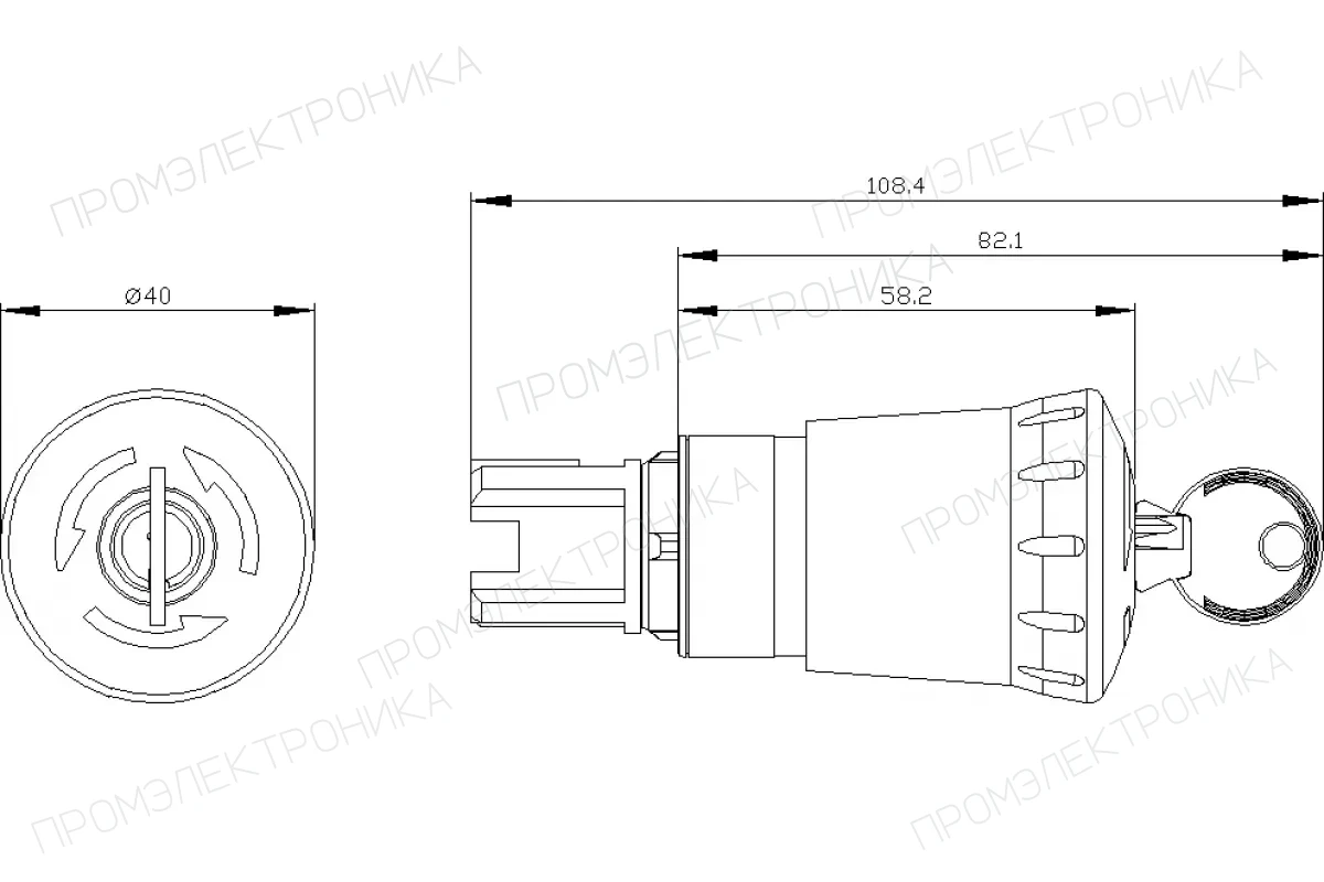 Siemens 3SU1032-2CF60-0AA0 — Актуатор поворотного переключателя с возможностью подсветки