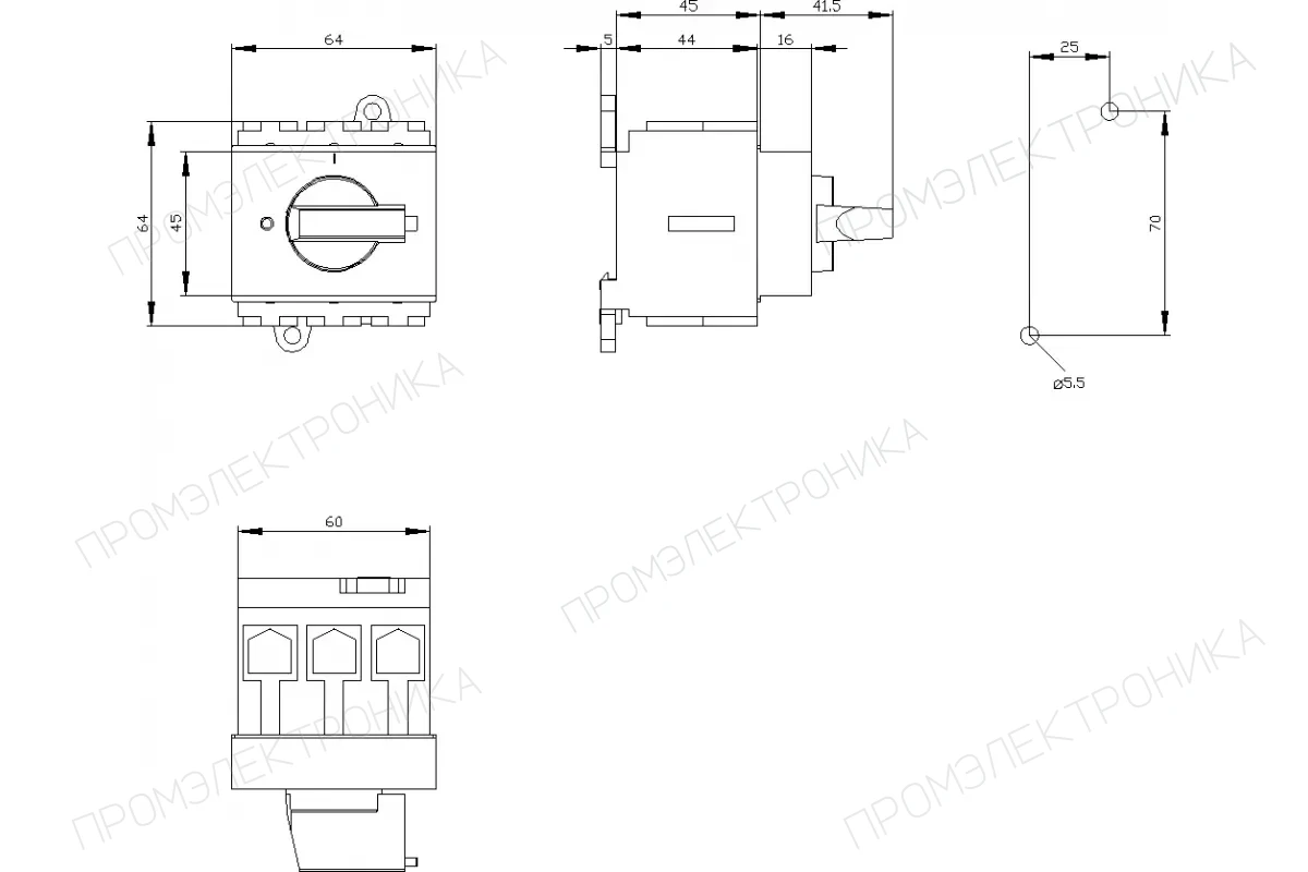 Siemens 3LD2524-7UK01 — Переключатель 3 полюса