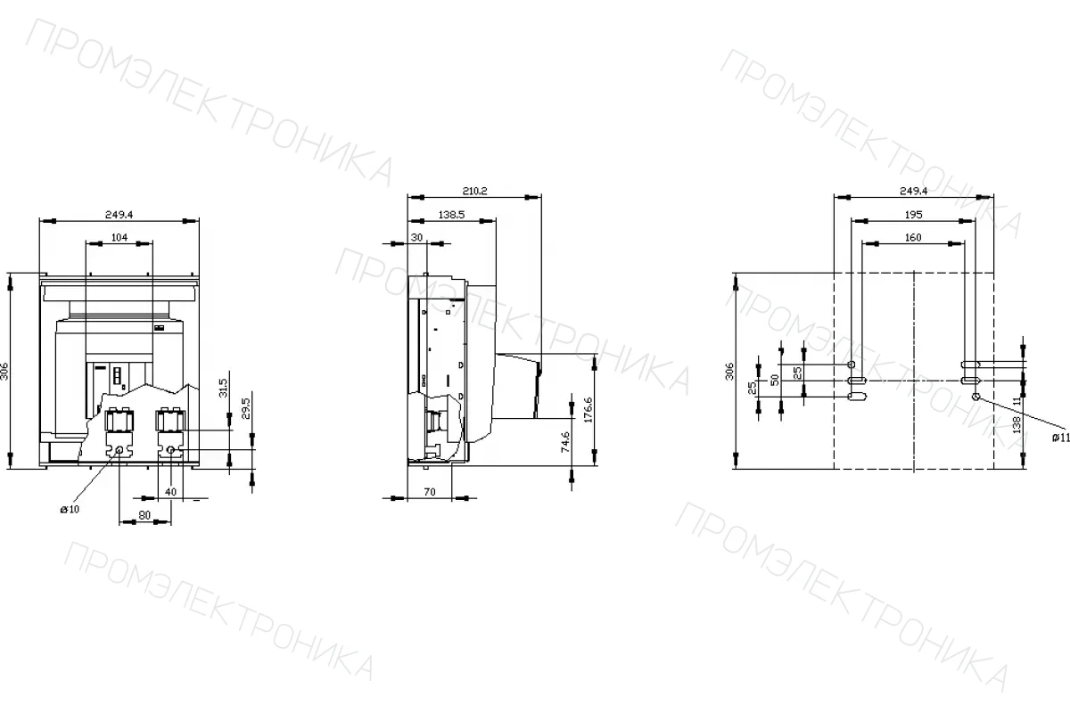 Siemens 3NP1163-1BC23 — Установка на монтажной панели