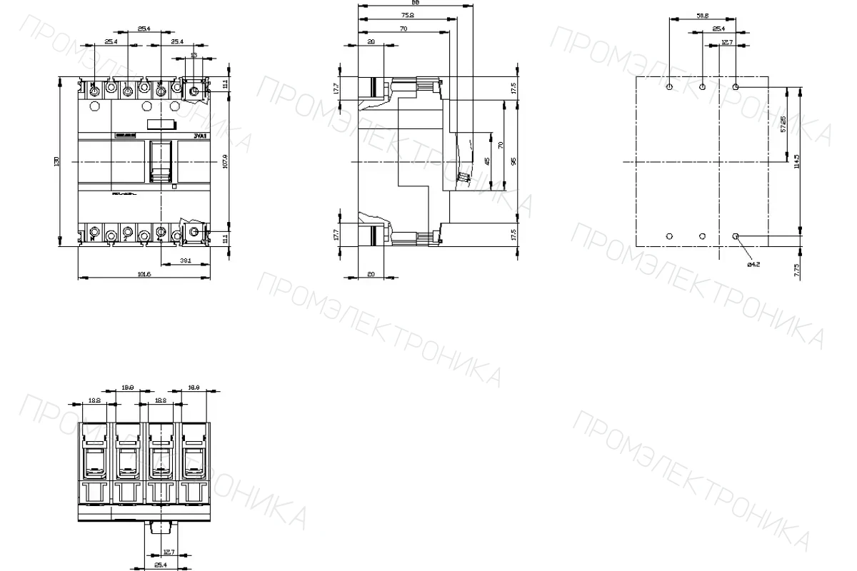 Siemens 3VA1110-1AA36-0AA0 — 3VA автоматические выключатели в литом корпусе до 250 A