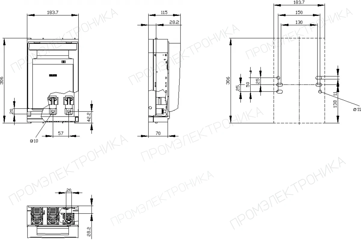 Siemens 3NP1143-1DA12 — Установка на монтажной панели