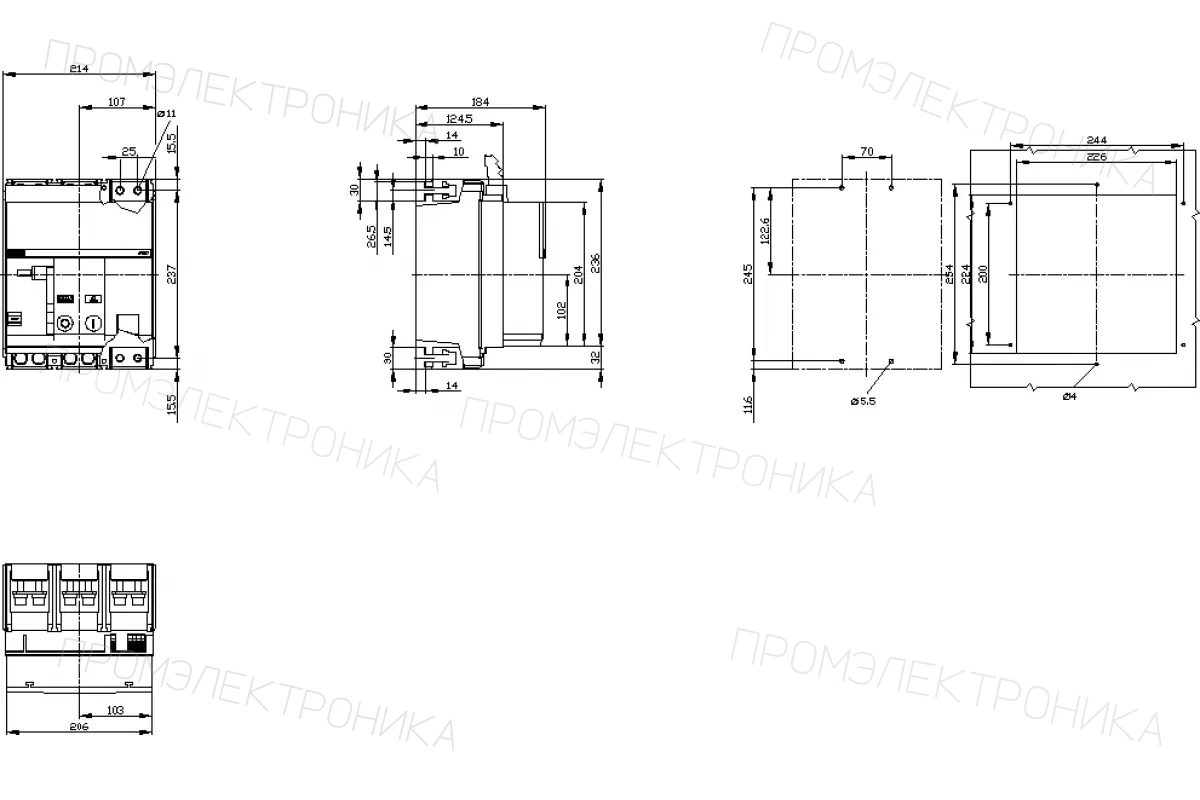 Siemens 3VA2712-5AC05-0AB0 — 3VA автоматические выключатели в литом корпусе до 250 A