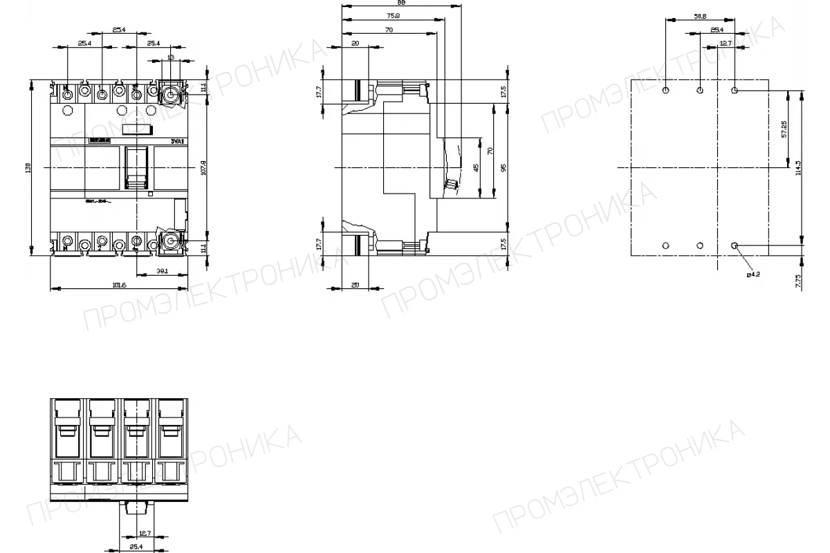 Siemens 3VA1110-3ED36-0AA0 — 3VA автоматические выключатели в литом корпусе до 250 A
