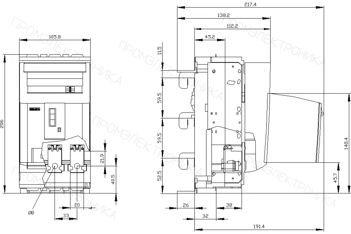 Siemens 3NP1133-1BB23 — Установка на монтажной панели