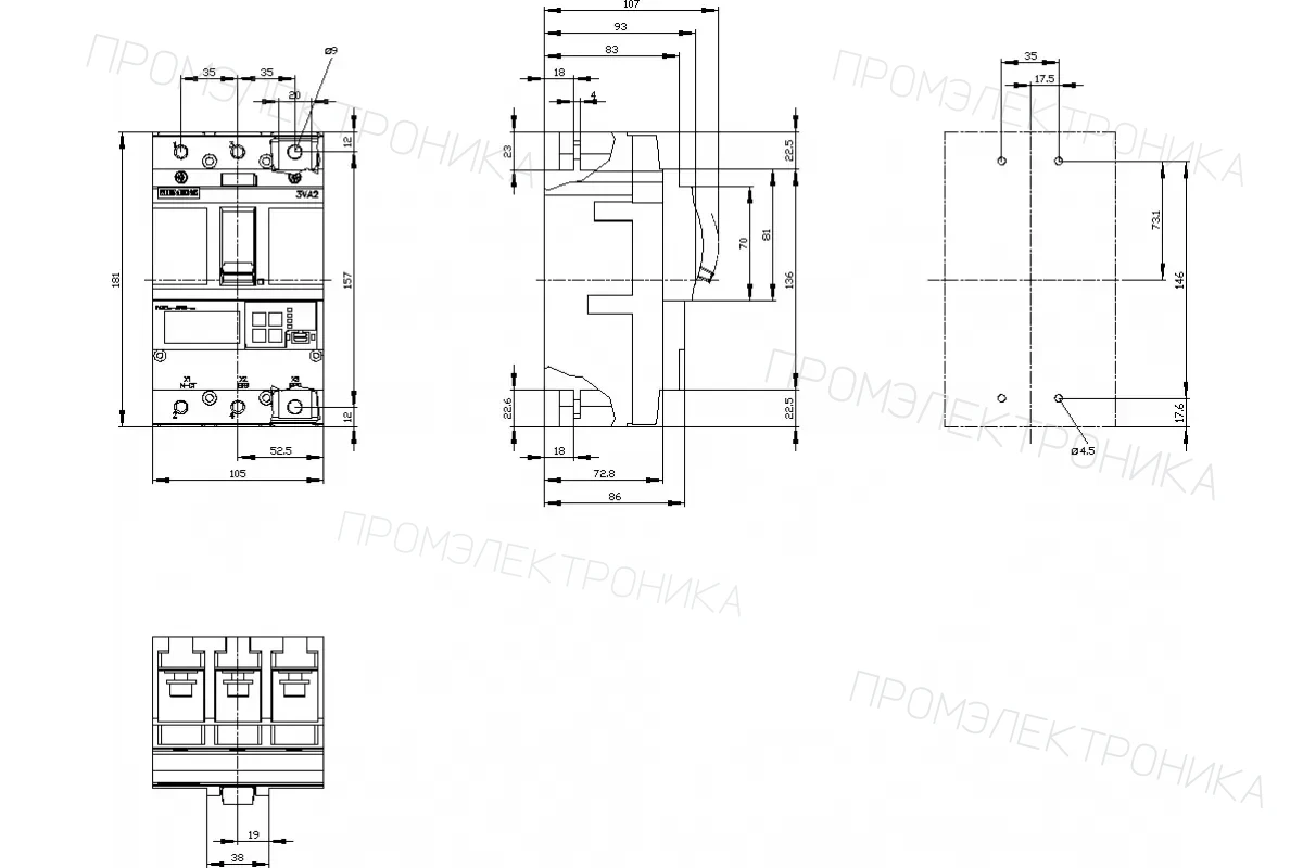 Siemens 3VA2216-5KP32-0AA0 — 3VA автоматические выключатели в литом корпусе до 250 A