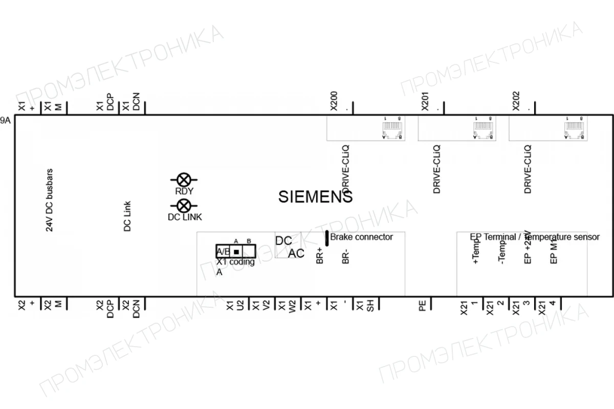 Siemens 6SL3121-2TE21-8AA3 — SINAMICS S120 ДВУХДВИГАТЕЛЬНЫЙ МОДУЛЬ ВХОД
