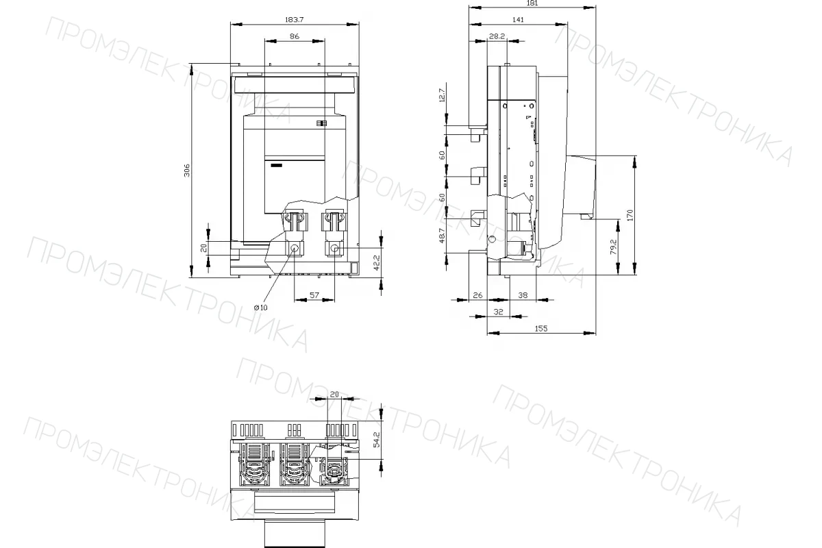 Siemens 3NP1143-1BC20 — Установка на монтажной панели