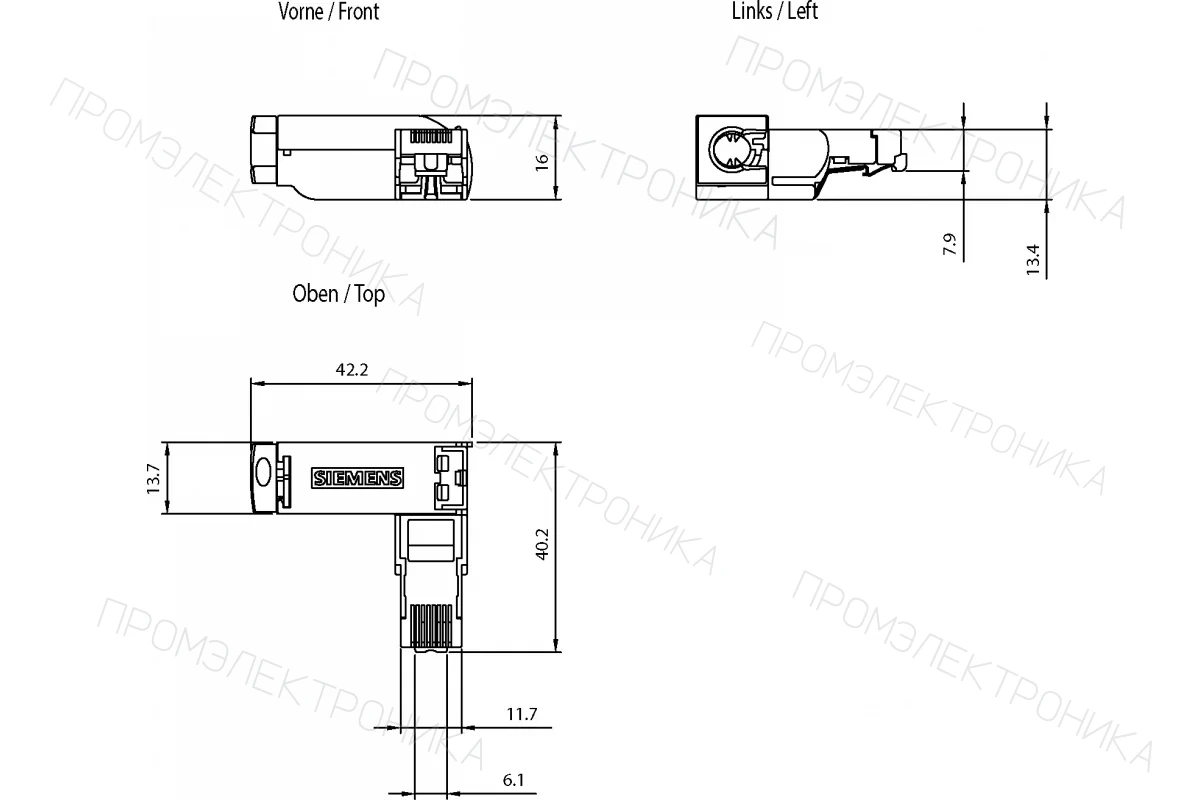 Siemens 6GK1901-1BB10-6AA0 — Штекеры IE Push Pull Plug PRO