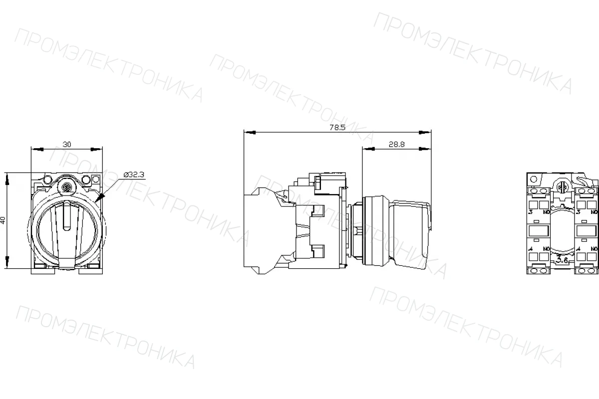 Siemens 3SU1130-2BL60-3NA0 — Поворотный переключатель с возможностью подсветки