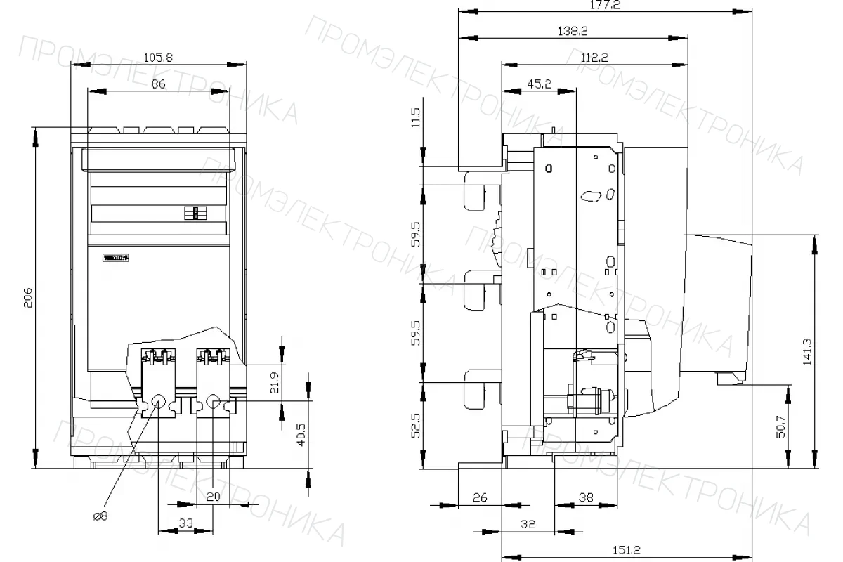 Siemens 3NP1133-1BC11 — Установка на монтажной панели