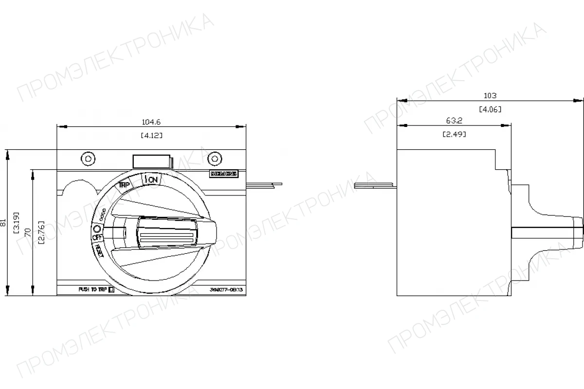 Siemens 3VA9277-0EK11 — Фронтальный поворотный привод стандарт мэк