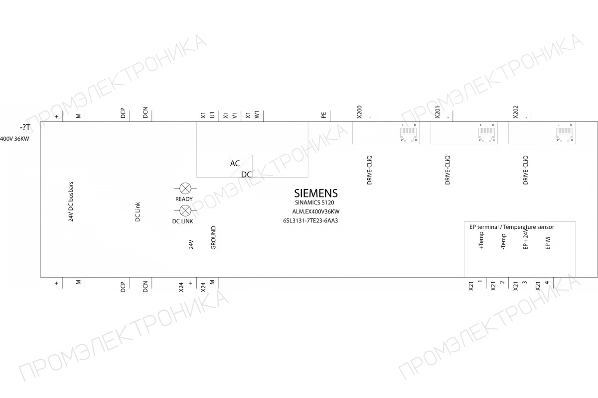 Siemens 6SL3131-6TE23-6AA3 — SINAMICS S120 БЛОК ПИТАНИЯ SMART ВХОД