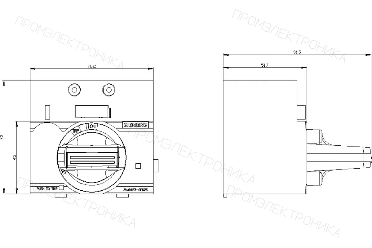 Siemens 3VA9157-0EK21 — Фронтальный поворотный привод стандарт
