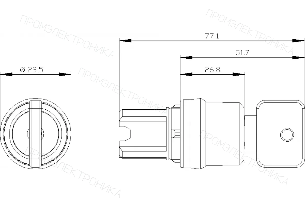 Siemens 3SU1030-4GC01-0AA0 — Актуатор поворотного переключателя с ключом o