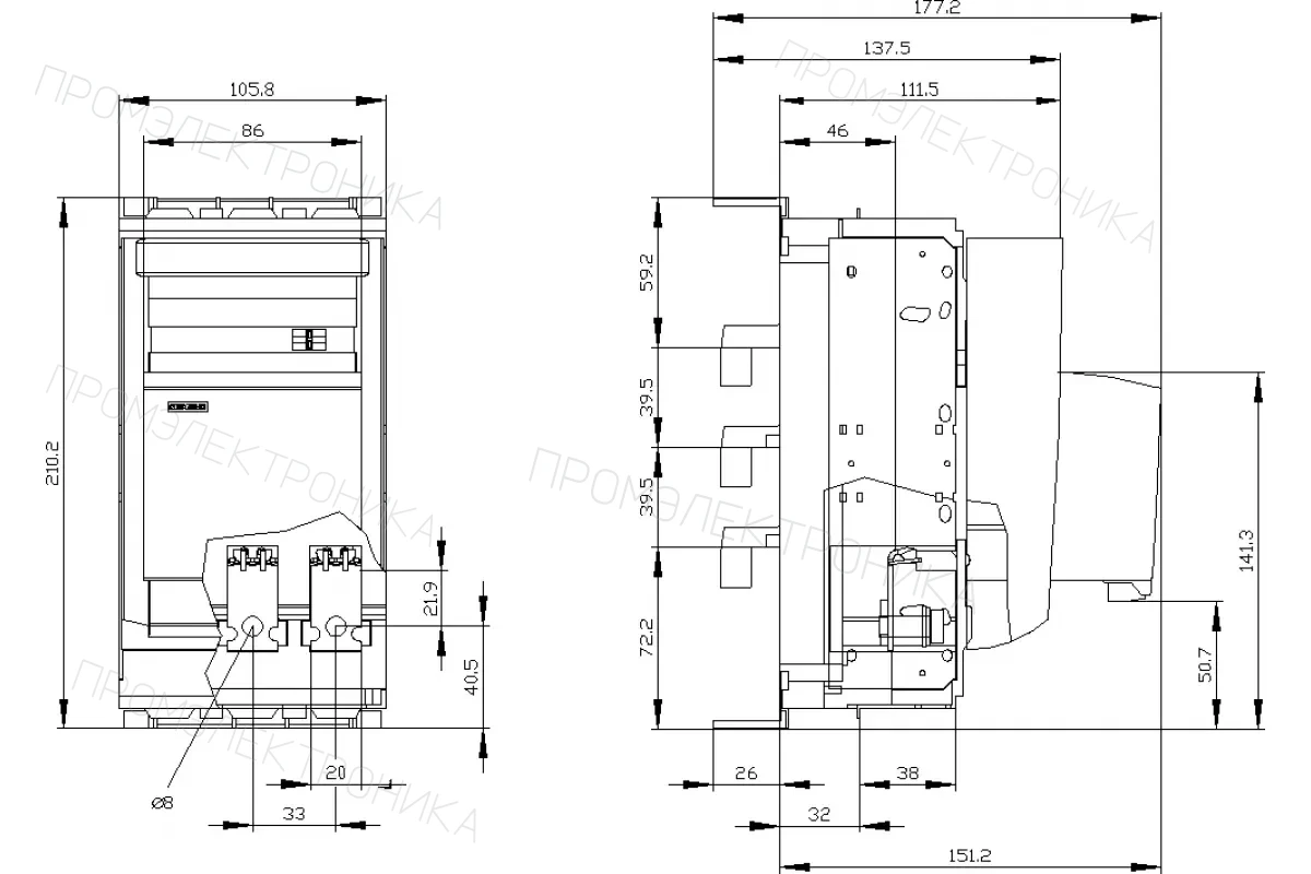 Siemens 3NP1133-1BB10 — Установка на монтажной панели