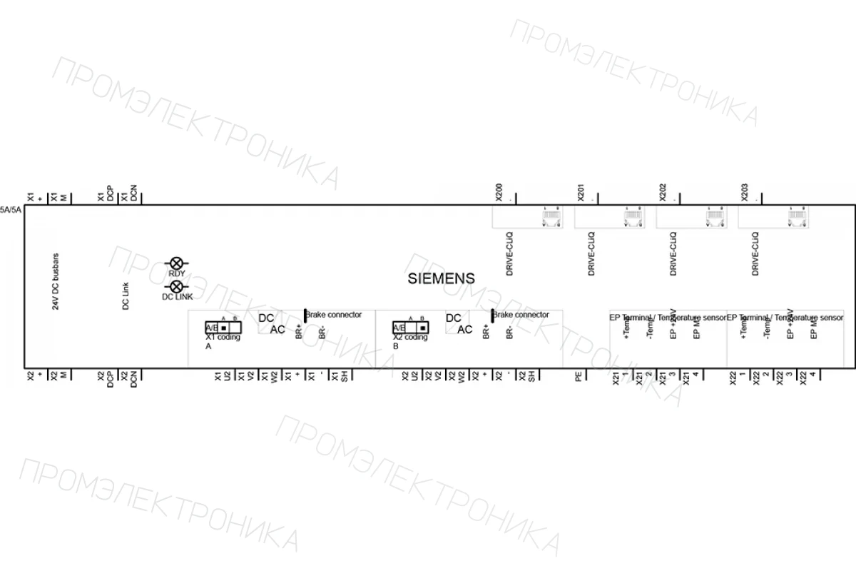 Siemens 6SL3120-2TE15-0AA3 — SINAMICS S120 ДВУХДВИГАТЕЛЬНЫЙ МОДУЛЬ ВХОД