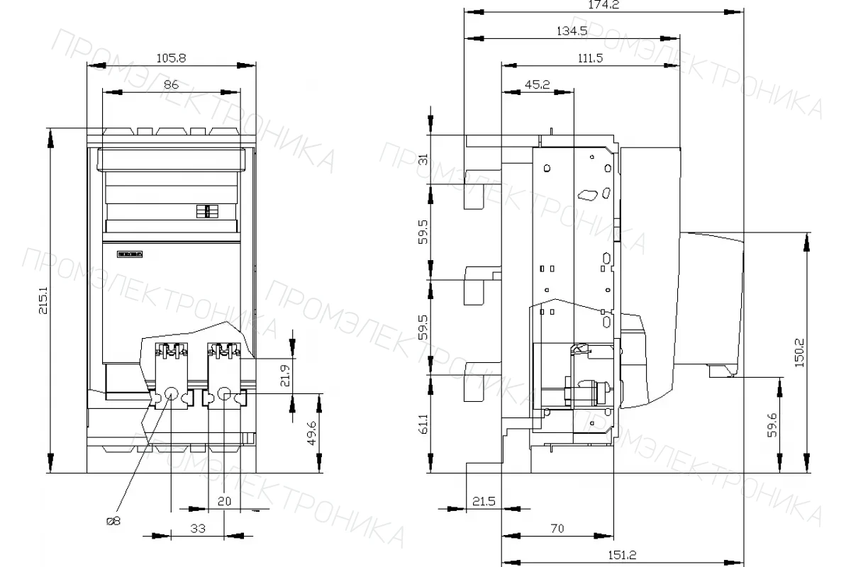 Siemens 3NP1133-1JC10 — Установка на монтажной панели