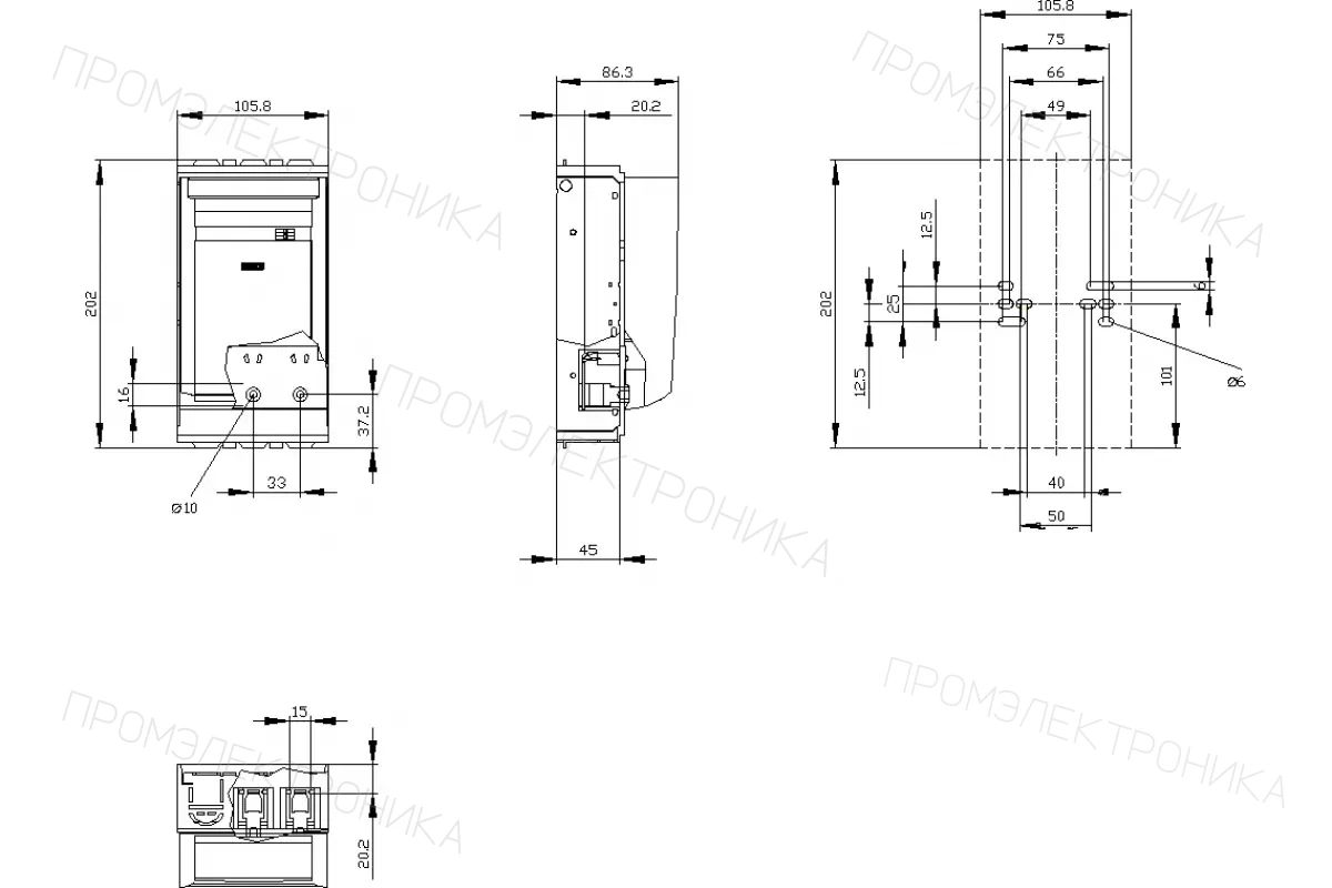 Siemens 3NP1133-1CA12 — Установка на монтажной панели
