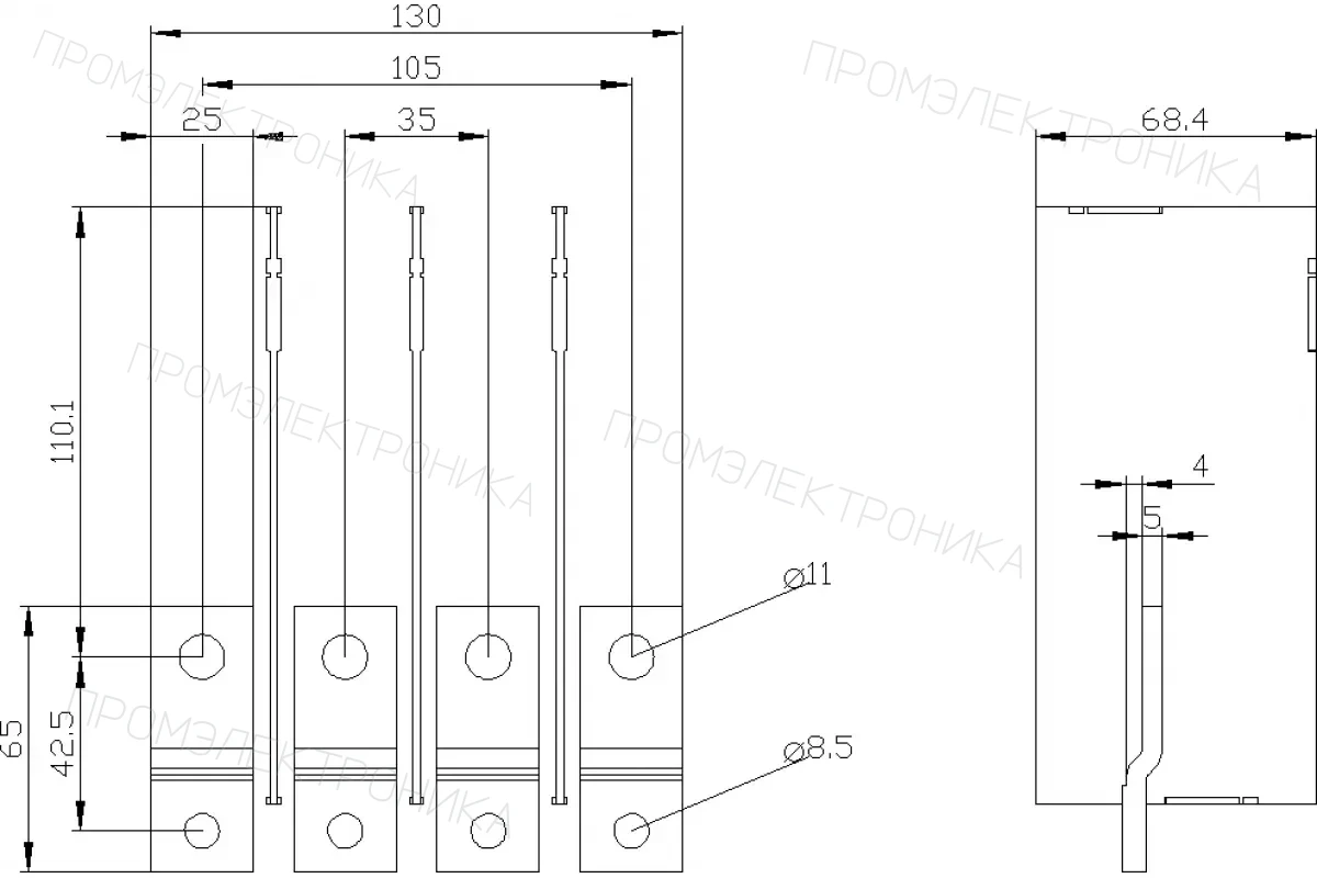 Siemens 3VA9264-0JG12 — Клемма для круглого провода с клеммой для вспомогательного провода