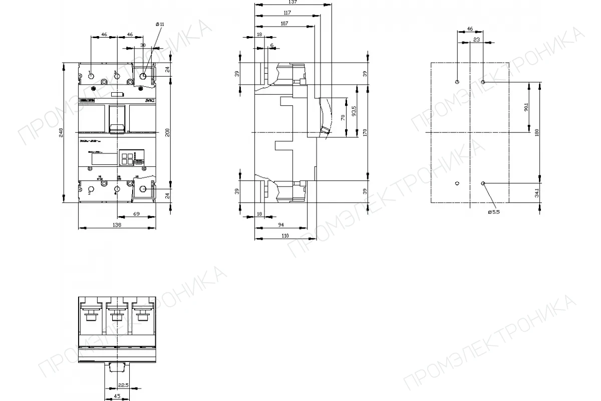 Siemens 3VA2440-5JQ32-0AA0 — 3VA автоматические выключатели в литом корпусе до 250 A