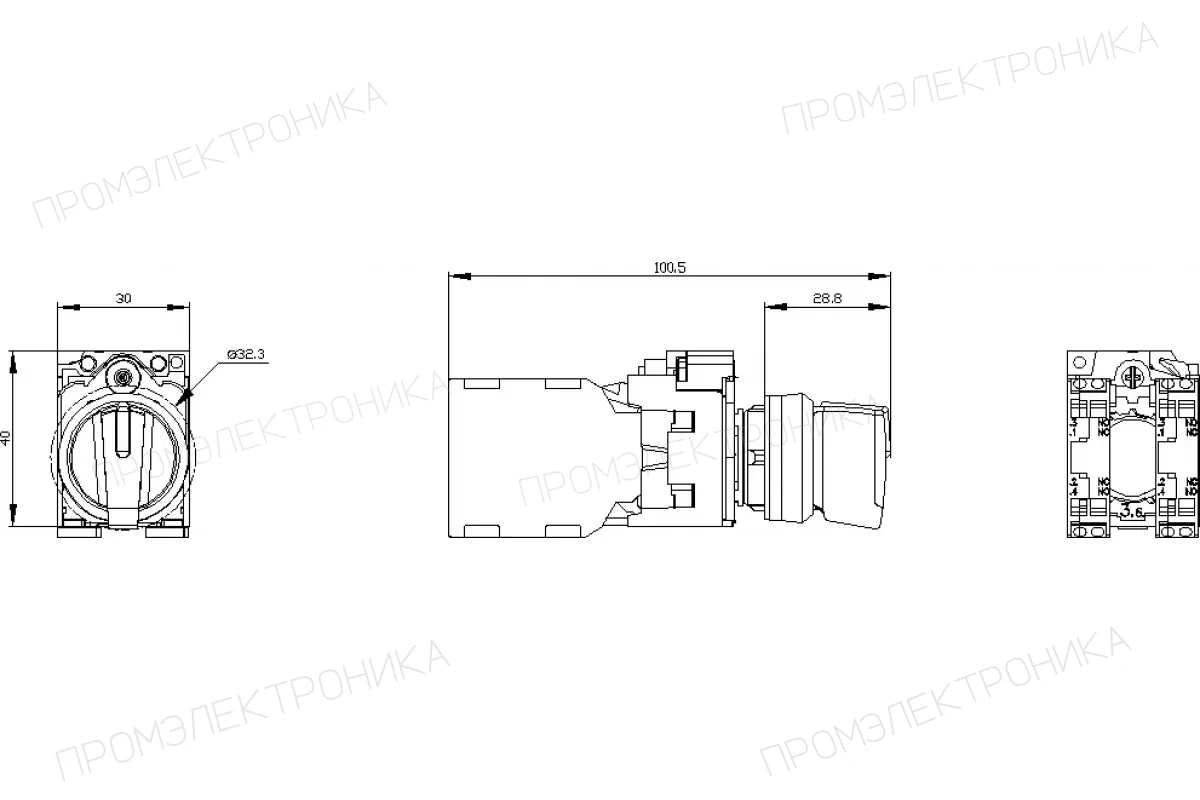Siemens 3SU1130-2BL60-3LA0 — Поворотный переключатель с возможностью подсветки