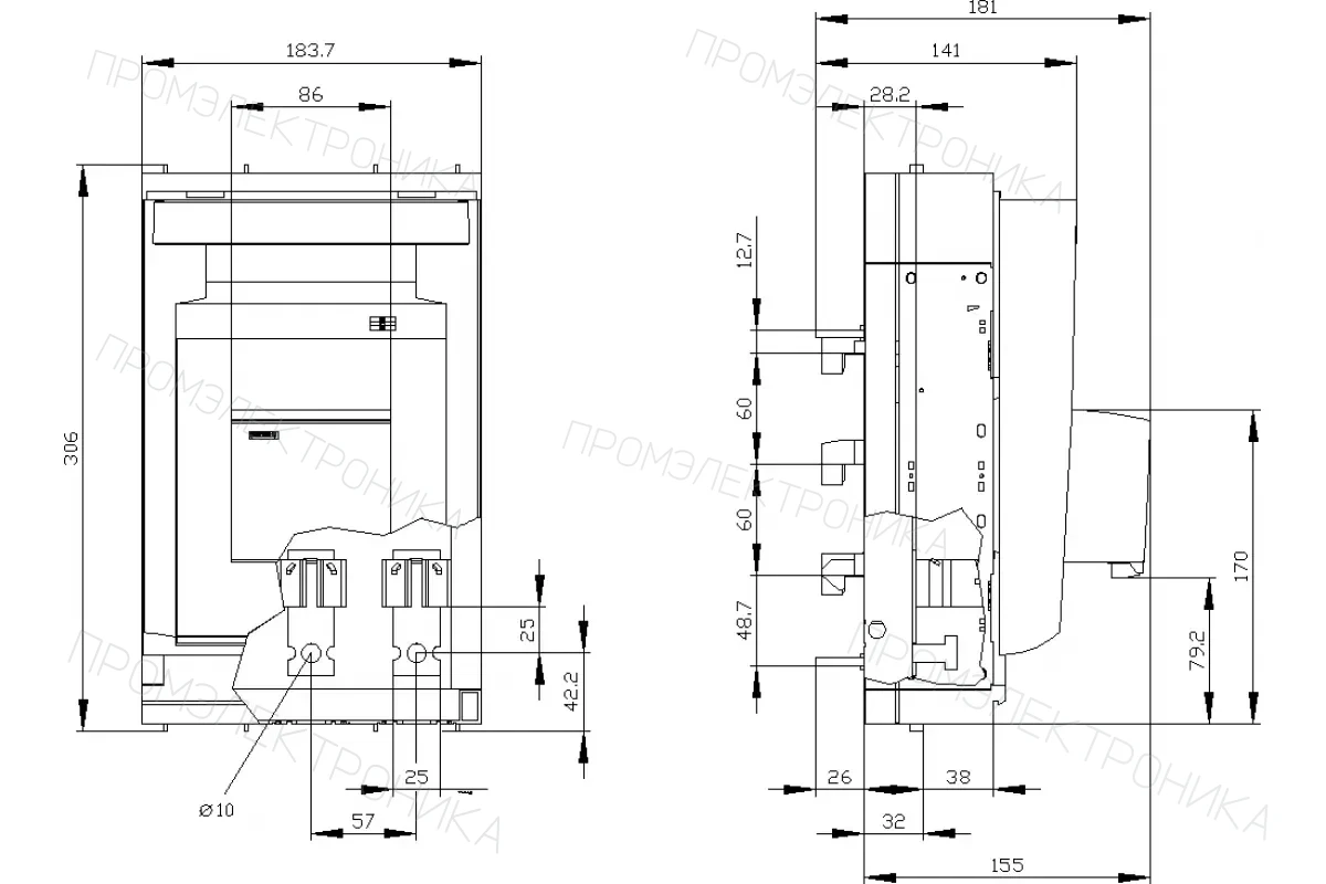 Siemens 3NP1143-1BC12 — Установка на монтажной панели