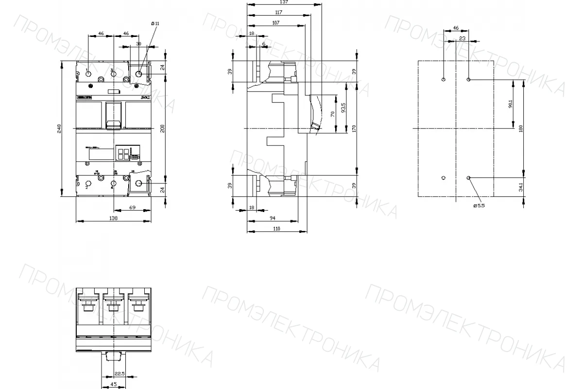 Siemens 3VA2440-6HM42-0AA0 — 3VA автоматические выключатели в литом корпусе до 250 A
