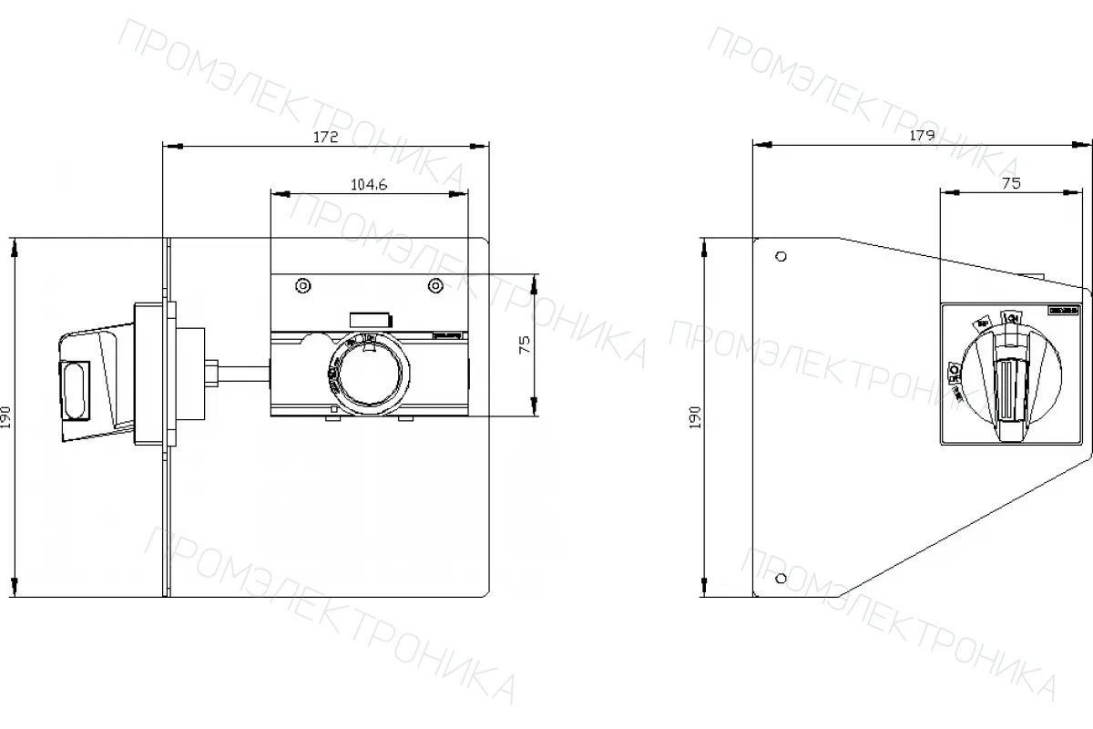 Siemens 3VA9257-0PK15 — Боковой поворотный привод для аварийного отключения мэк