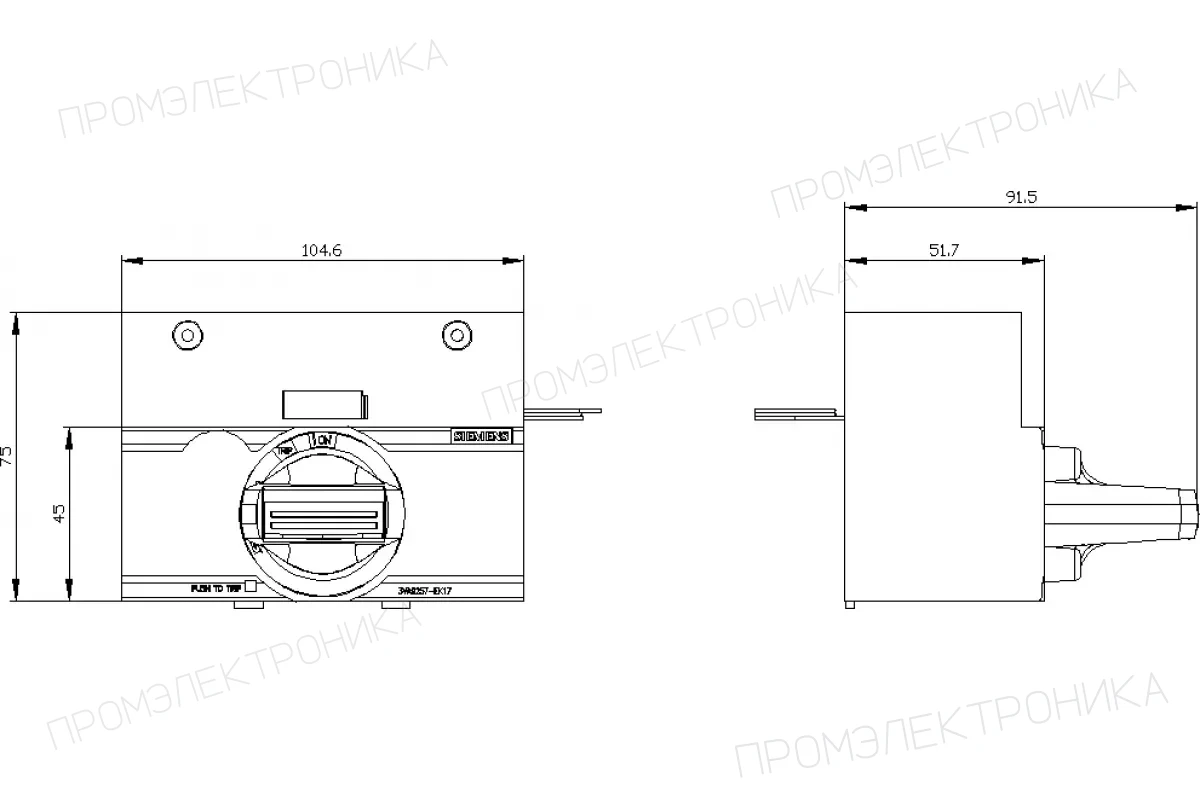Siemens 3VA9257-0EK13 — Поворотный привод с фронтальной установкой стандарт