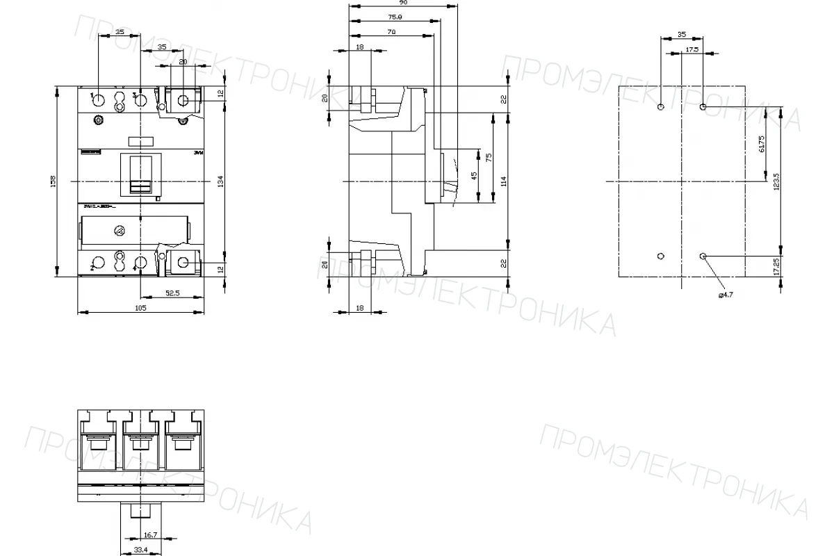 Siemens 3VM1220-5EE32-0AA0 — компонент энергетического оборудования