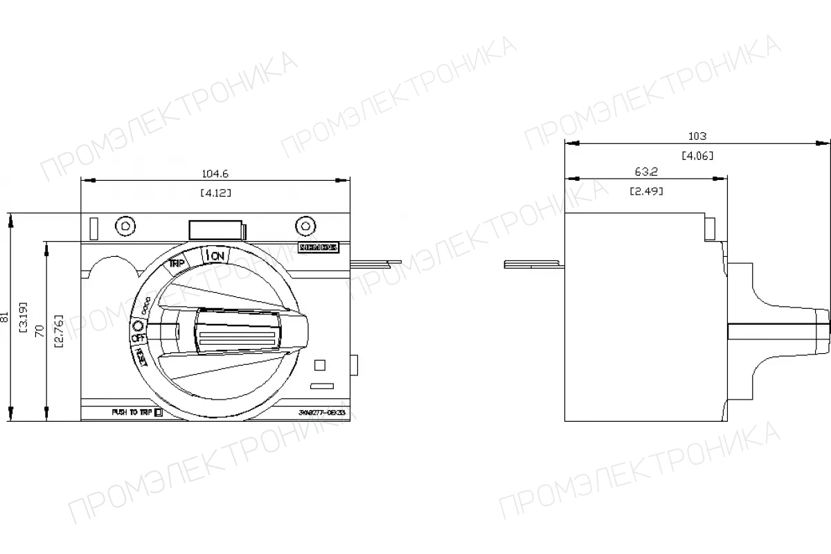 Siemens 3VA9277-0EK31 — Фронтальный поворотный привод стандарт