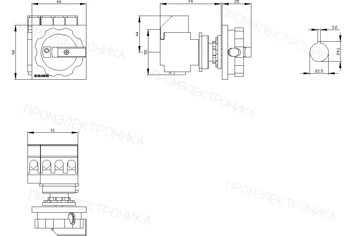 Siemens 3LD2254-0TK53 — Аварийный главный управляющий переключатель
