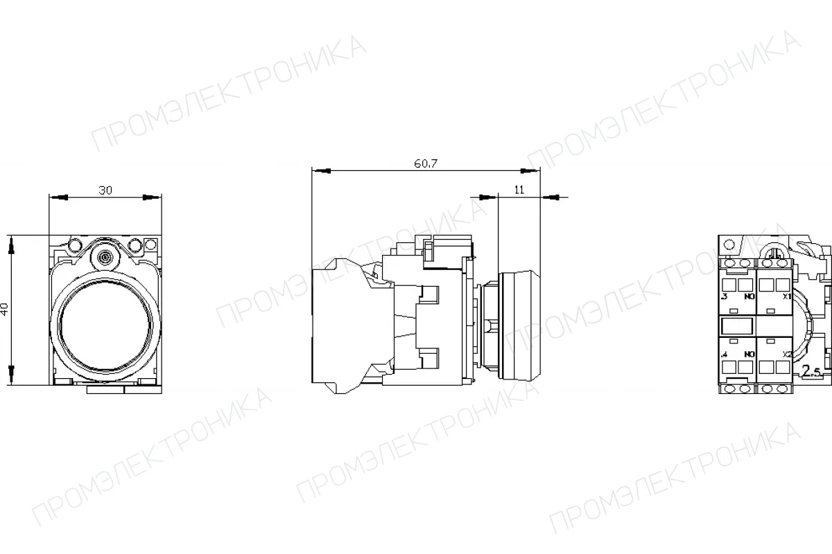 Siemens 3SU1132-0AB30-3BA0 — Кнопка с подсветкой