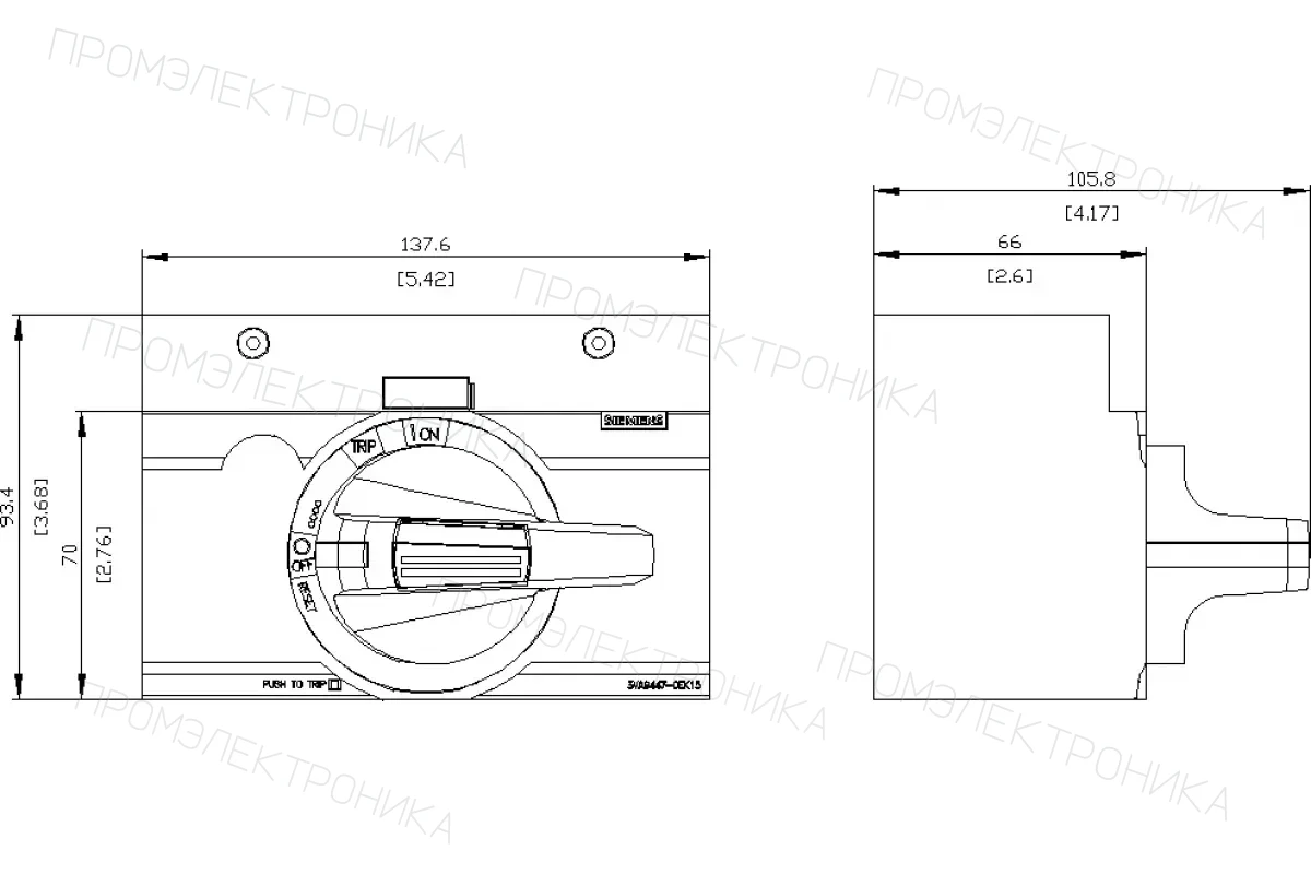 Siemens 3VA9447-0EK13 — Фронтальный поворотный привод стандарт мэк